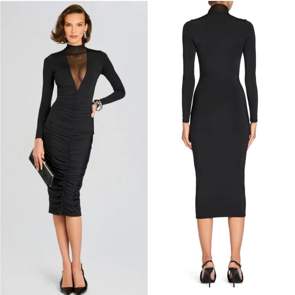 SER.O.YA Priyanka Mesh V-Cut Midi Dress
